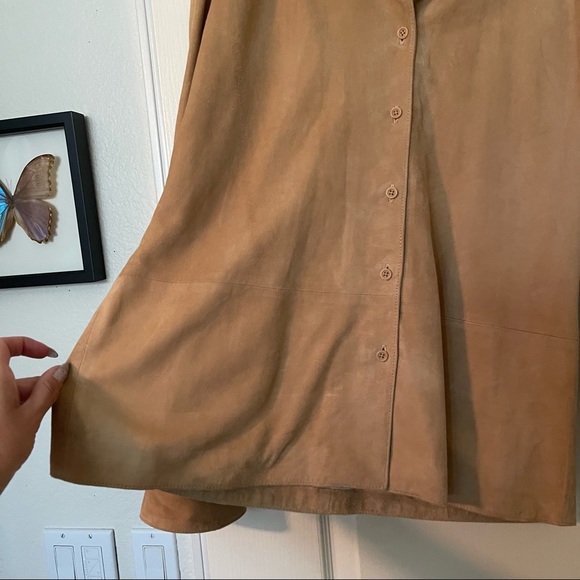 NWT Faconnable Suede Leather, Long Sleeve, Camel Button Down, Size: L - Picture 9 of 11